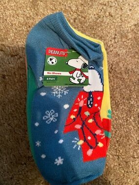Peanuts Snoopy No-Show Socks - Blue, Red, Yellow, Green